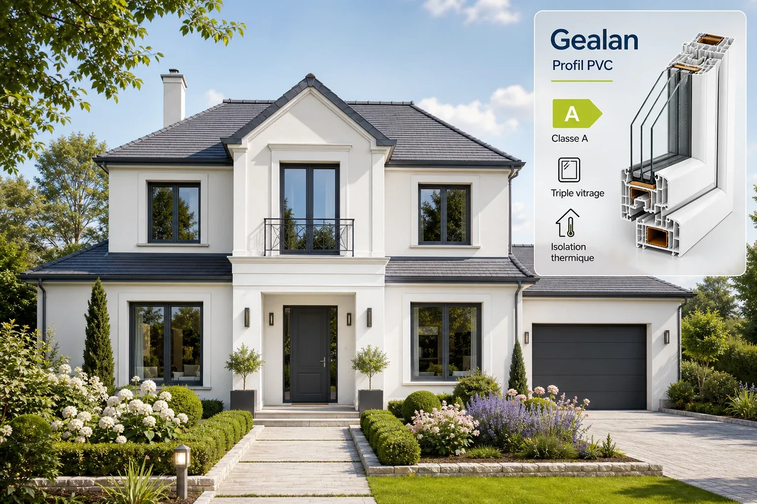 Profil PVC Gealan Maison avec fenêtres équipées de profils PVC Gealan