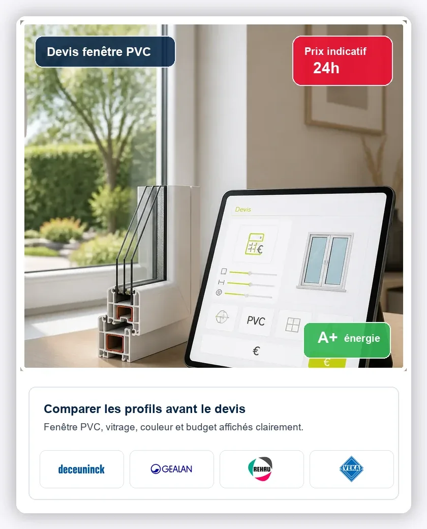 Devis de menuiserie PVC à Paris avec calculateur, vitrage et profils