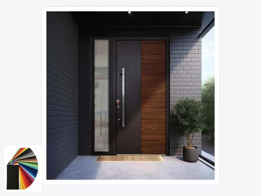 Porte PVC contemporaine bois anthracite avec palette de couleurs