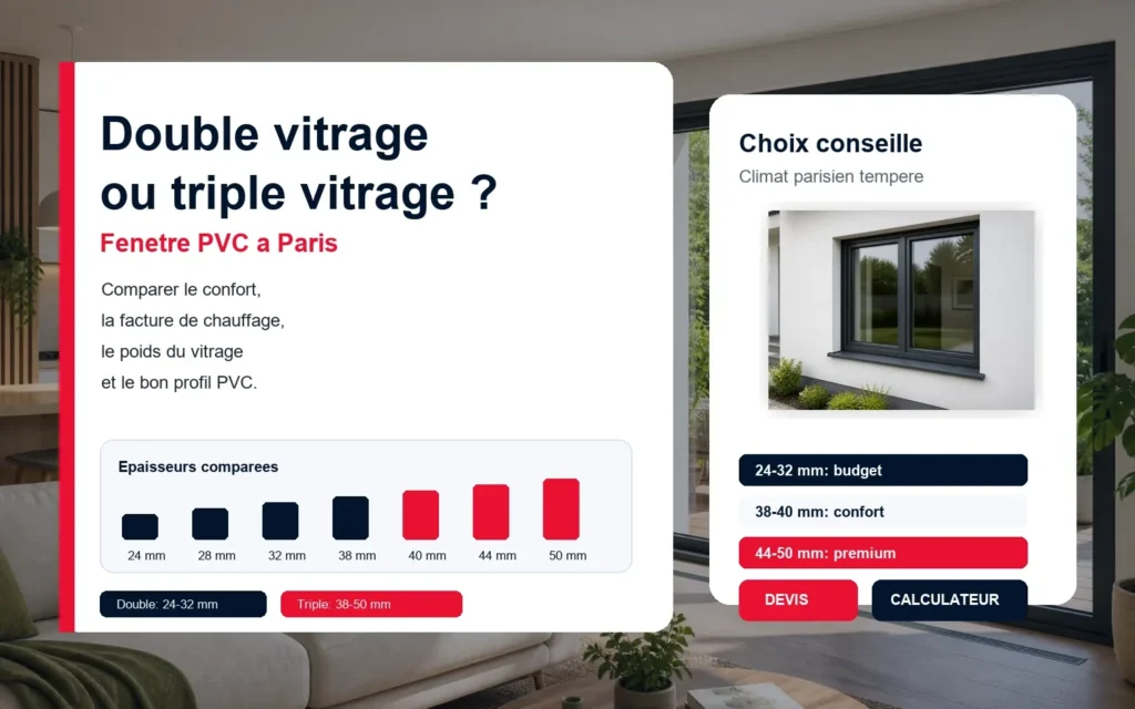 Comparaison double vitrage et triple vitrage pour menuiserie PVC à Paris